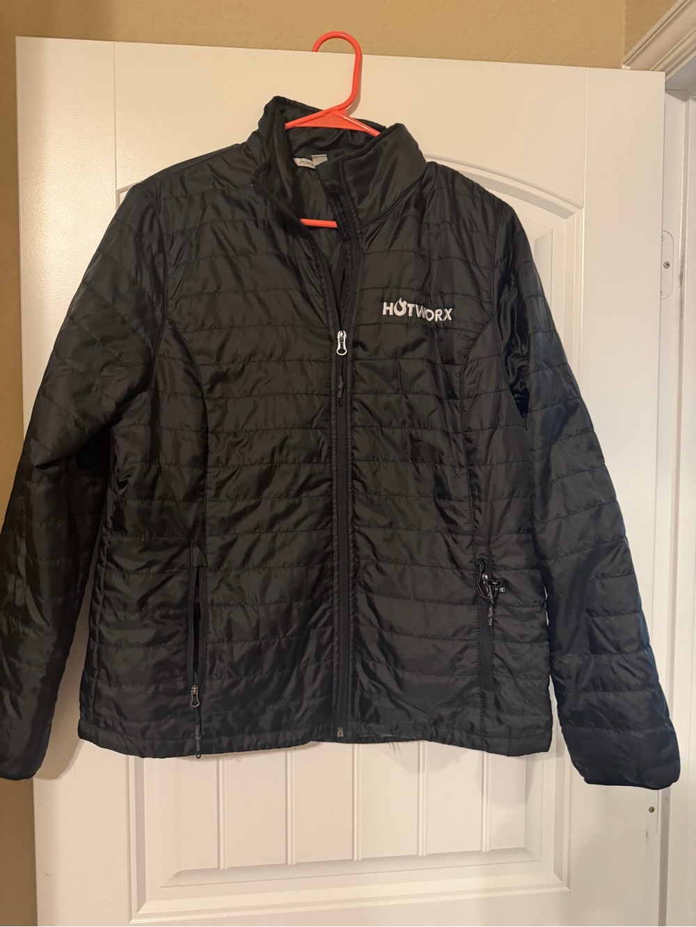 HOTWORX Black Quilted Puffer Jacket Full Zip Lightweight Insulated Women’s